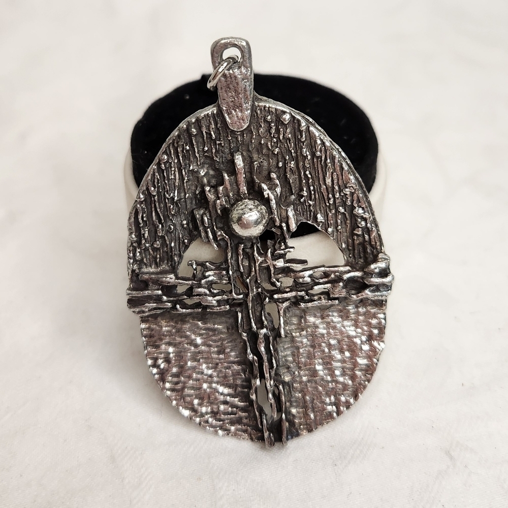 Brutalist Silver Cross Pendant